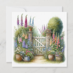 Wasserfarbenstil Cottage-Garten-Tor Hallo  Karte