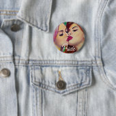 Wasserfarbenstolz Zwei Frauen teilen Kuss Button (Beispiel)