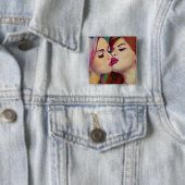 Wasserfarbenstolz Zwei Frauen teilen Kuss Button (Beispiel)