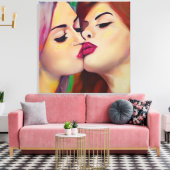 Wasserfarbenstolz Zwei Frauen teilen Kuss Leinwanddruck (Insitu (Wohnzimmer))