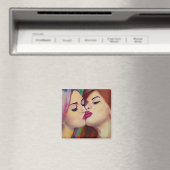 Wasserfarbenstolz Zwei Frauen teilen Kuss Magnet (In Situ (Geschirrspüler))