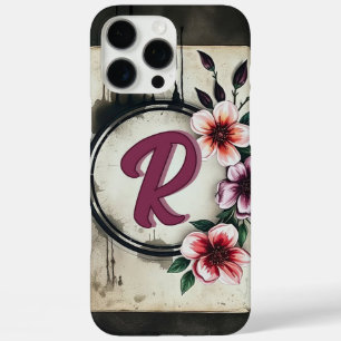 Wasserfarbenstörte Blume Chic Messy Monogram iPhone 16 Pro Max Hülle