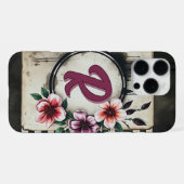 Wasserfarbenstörte Blume Chic Messy Monogram iPhone Hülle (Rückseite (Horizontal))