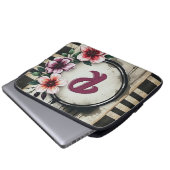 Wasserfarbenstörte Blume Chic Messy Monogram Laptopschutzhülle (Vorne Knopf)