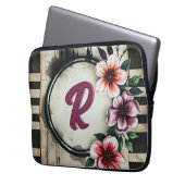 Wasserfarbenstörte Blume Chic Messy Monogram Laptopschutzhülle (Vorderseite Links)