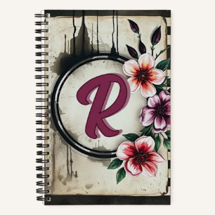 Wasserfarbenstörte Blume Chic Messy Monogram Notizblock