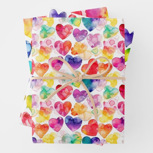 Wasserfarbenstrahlherz Geschenkpapier Set (Beispiel)