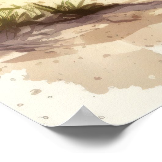 Wasserfarbenstrand Landschaft Poster (Ecke)