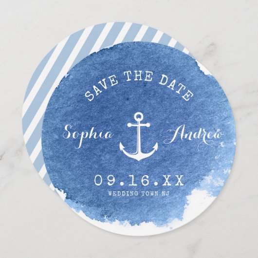 Wasserfarbenstrand Save the Date Hochzeit (Vorne/Hinten)