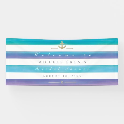 Wasserfarbenstreifen-Banner für nautisches Brautpa Banner (Horizontal)