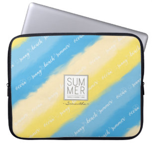 Wasserfarbenstreifen Sommerkalligrafie Laptopschutzhülle