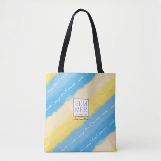 Wasserfarbenstreifen Sommerkalligrafie Tasche (Vorderseite)