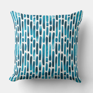 Wasserfarbenstriche 091121 - Cyan Blue Toned Throw Kissen