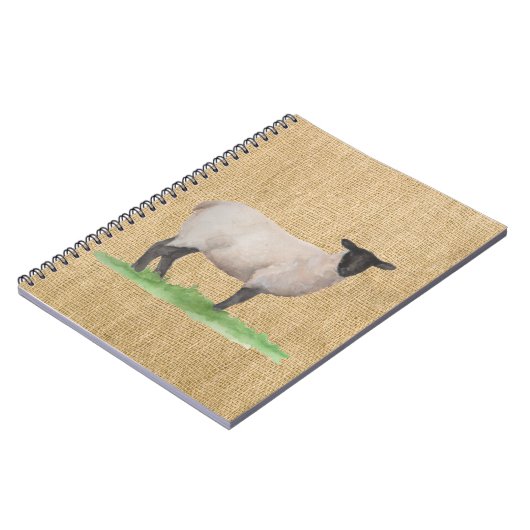 Wasserfarbensuffolk Sheep Notizblock (Linke Seite)