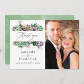 Wasserfarbensukkulente geometrische Hochzeit Dankeskarte (Vorne/Hinten)