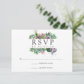 Wasserfarbensukkulente geometrische Hochzeit RSVP Karte (Stehend Vorderseite)