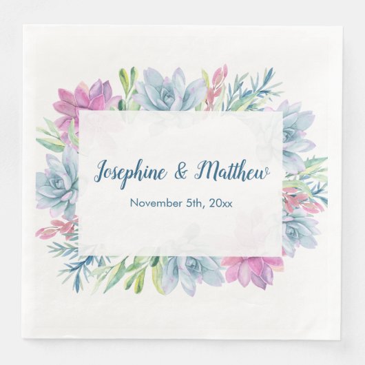 Wasserfarbensukkulente Hochzeiten von Napkins Serviette (Vorderseite)