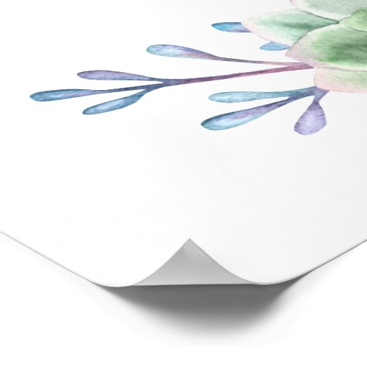 Wasserfarbensukkulente Hochzeitfeier Poster (Ecke)