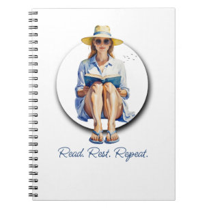 WasserfarbenSummer Woman mit Sonnenhut und Buch