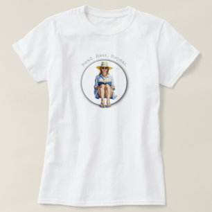 WasserfarbenSummer Woman mit Sonnenhut und Buch T-Shirt