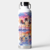 WASSERFARBENSUNSET AM TROPISCHEN STRAND AM OZEEN TRINKFLASCHE (Vorderseite)