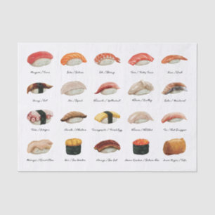 Wasserfarbensushi-Diagramm Seidenpapier