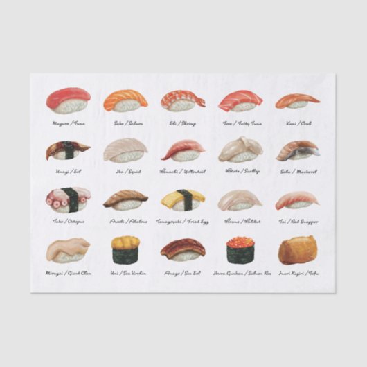 Wasserfarbensushi-Diagramm Seidenpapier (Vorderseite)