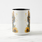 WASSERFARBENTABBYKATZE MIT SONNENBLUMEN TASSE (Zentrum)