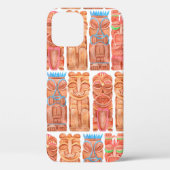 Wasserfarbentiki hawaii totem nahtloses Muster Case-Mate iPhone Hülle (Rückseite)