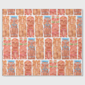 Wasserfarbentiki hawaii totem nahtloses Muster Geschenkpapier (Flach)