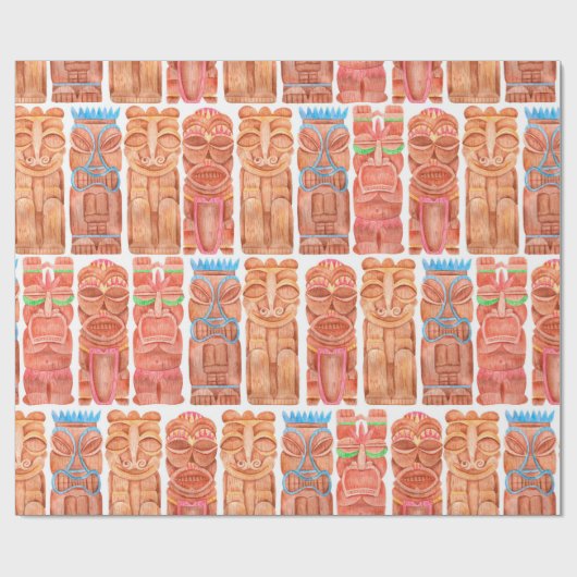 Wasserfarbentiki hawaii totem nahtloses Muster Geschenkpapier (Flach)