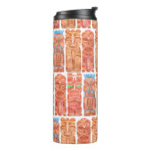 Wasserfarbentiki hawaii totem nahtloses Muster Thermosbecher (Nach links gedreht)