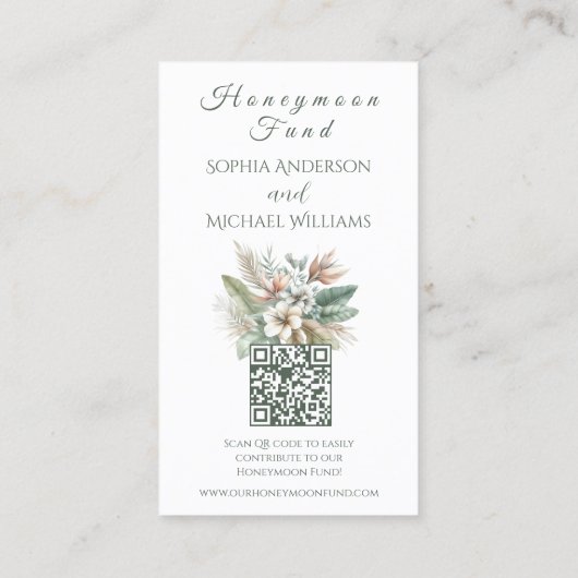 Wasserfarbentropische Elegance - Registry-Honeymoo Visitenkarte (Rückseite)