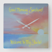 Wasserfarbenuhr Quadratische Wanduhr (Vorderseite)