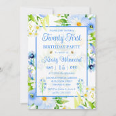 Wasserfarbenvergessenheit-Me-Nots & Daisies 21. Ge Einladung (Vorderseite)