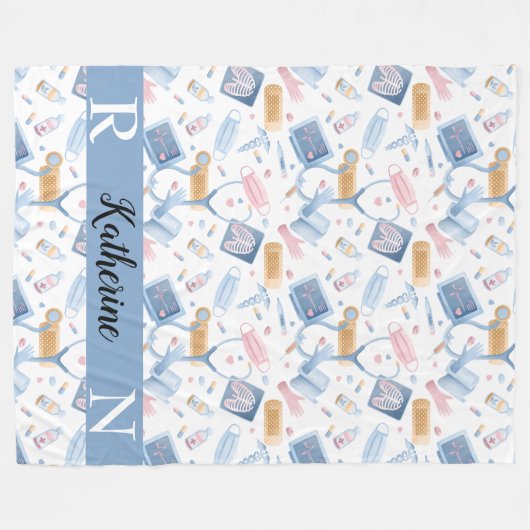 Wasserfarbenversorgung | Dr. Medical Collage Blue Fleecedecke (Vorderseite (Horizontal))