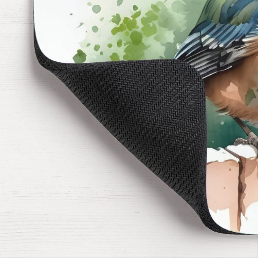 Wasserfarbenvogel auf einem Zaun Mousepad (Ecke)