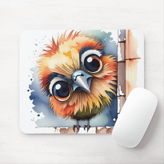 Wasserfarbenvögel auf einer Mauer Mousepad (Mit Mouse)