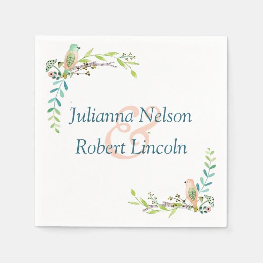 Wasserfarbenvögel Serviette (Vorderseite)