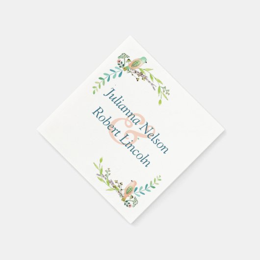 Wasserfarbenvögel Serviette (Ecke)