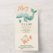 Wasserfarbenwal unter der Meeresbabydusche All In One Einladung (Innen Boden)