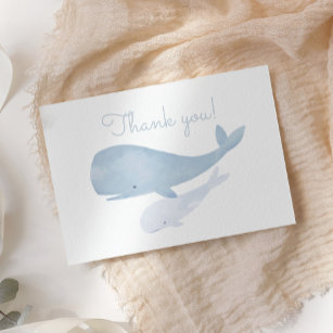 Wasserfarbenwal unter der Meeresbabydusche Dankeskarte