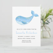 Wasserfarbenwal unter der Meeresbabydusche Einladung (Stehend Vorderseite)