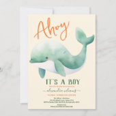 Wasserfarbenwal unter der Meeresbabydusche Einladung (Vorderseite)