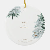 Wasserfarbenwald 1. Jahr verheiratet Keramik Ornament (Vorne)
