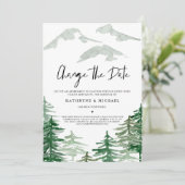 Wasserfarbenwald ändert das Datum der Verschiebung Einladung (Stehend Vorderseite)