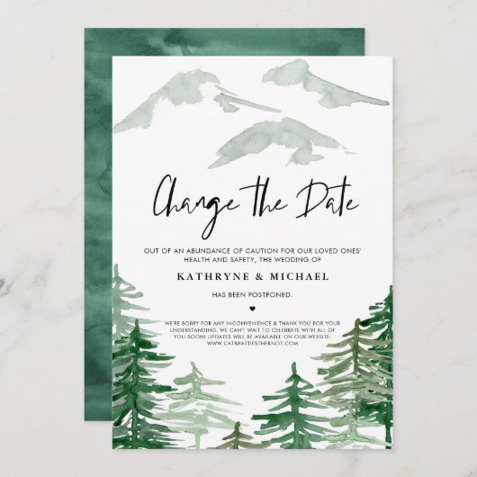 Wasserfarbenwald ändert das Datum der Verschiebung Einladung (Vorne/Hinten)