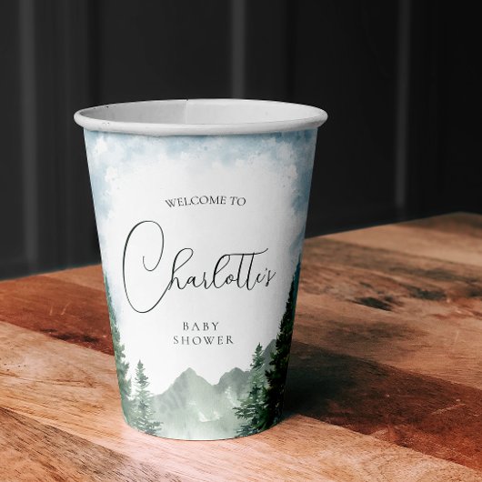 Wasserfarbenwald Babyduschkabinen Pappbecher