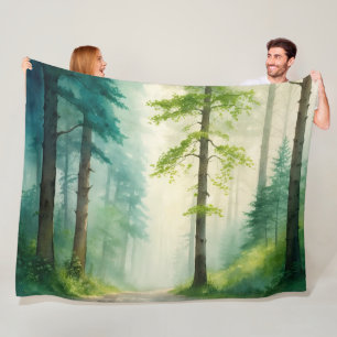 Wasserfarbenwald Bäume Wald Wald Wälder Fleecedecke
