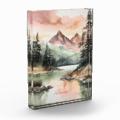 Wasserfarbenwald Berge Natur Fotoblock (Links)